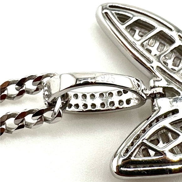 925 Sterling Silver Playboy Bunny Baguette Necklace - Picture 6 of 11